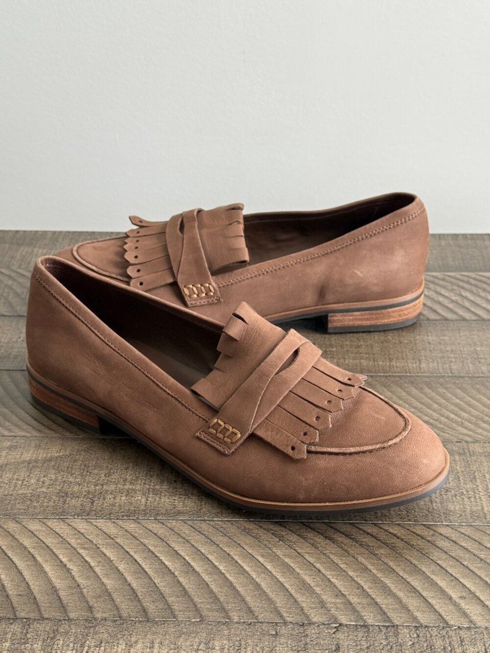 Franco Fortini Women's Brown Nubuck Tassel Penny Loafers Size 8.5